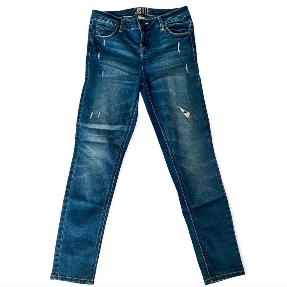 Justice Distressed Mid-Rise Girlfriend Super Skinny Jeans Size 14